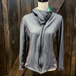 Embroidered/patterned collar full zip up sweater